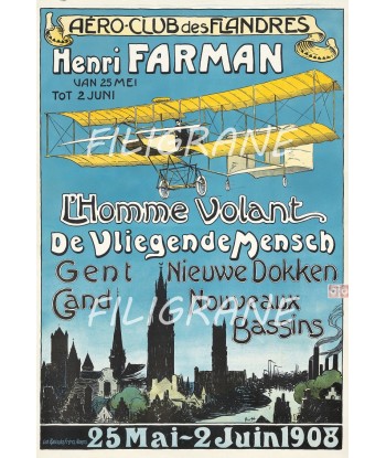 AVIATION Henri FARMAN AVIATEUR Rvsm-POSTER/REPRODUCTION  d1 AFFICHE VINTAGE du meilleur 