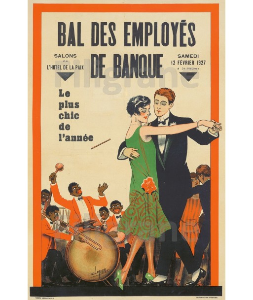 BAL EMPLOYéS BANQUE 1927 Rgek-POSTER/REPRODUCTION  d1 AFFICHE VINTAGE votre restaurant rapide dans 