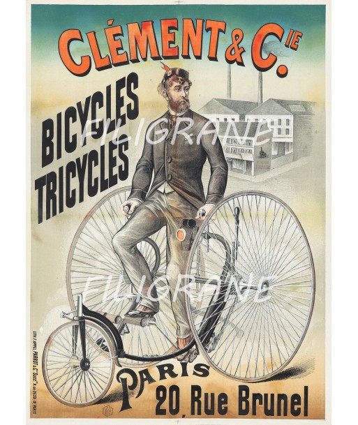 CléMENT CYCLES TRICYCLE Rtrh-POSTER/REPRODUCTION  d1 AFFICHE VINTAGE suggérées chez