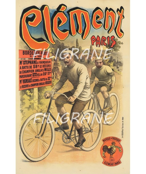 CléMENT VéLO/CYCLES Rzir-POSTER/REPRODUCTION  d1 AFFICHE VINTAGE français