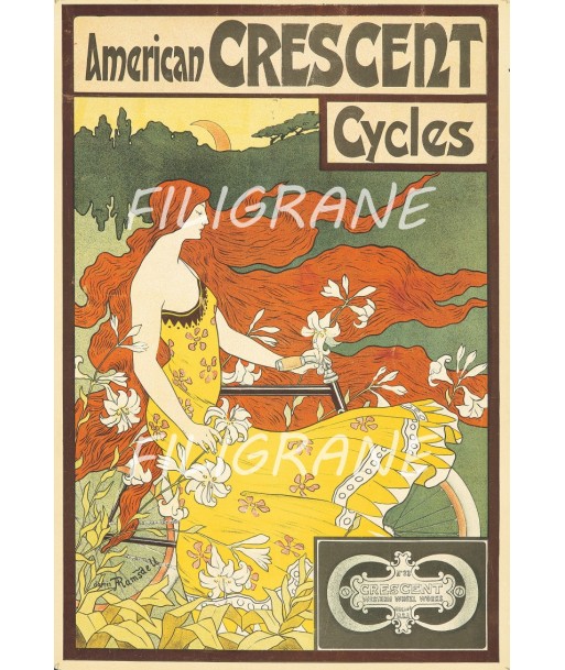 CRESCENT VéLO/CYCLES Rizg-POSTER/REPRODUCTION  d1 AFFICHE VINTAGE meilleur choix