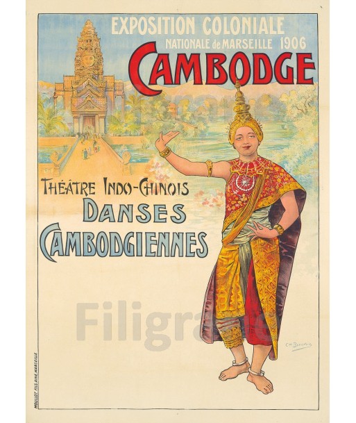 EXPO 1906 CAMBODGE Rpwm-POSTER/REPRODUCTION  d1 AFFICHE VINTAGE la chaussure