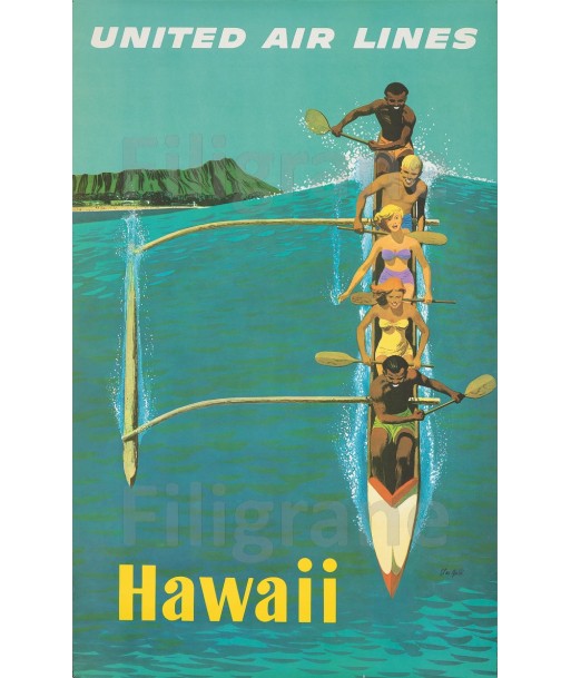 HAWAII UNITED AIRLINES Rxdp-POSTER/REPRODUCTION  d1 AFFICHE VINTAGE Le MVP de beaucoup