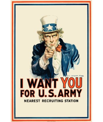 I WANT YOU for US ARMY Rtbr-POSTER/REPRODUCTION  d1 AFFICHE VINTAGE En savoir plus