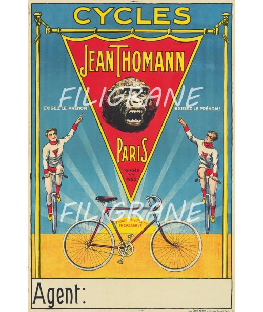 J. THOMANN VéLO/CYCLES Rcmb-POSTER/REPRODUCTION  d1 AFFICHE VINTAGE brillant des détails fins