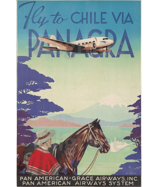 PANAGRA CHILI AVION Rczk-POSTER/REPRODUCTION  d1 AFFICHE VINTAGE d'Europe débarque