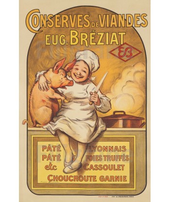 PUB BréZIAT CONSERVE VIANDE Rspt-POSTER/REPRODUCTION  d1 AFFICHE VINTAGE pour bénéficier 