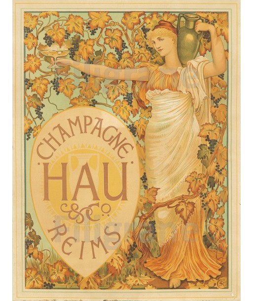 PUB CHAMPAGNE HAU REIMS Rqpu-POSTER/REPRODUCTION  d1 AFFICHE VINTAGE les ctes