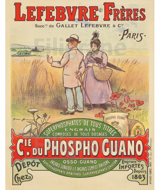 PUB Cie PHOSPHO GUANO ENGRAIS Rvcl-POSTER/REPRODUCTION  d1 AFFICHE VINTAGE l'achat 