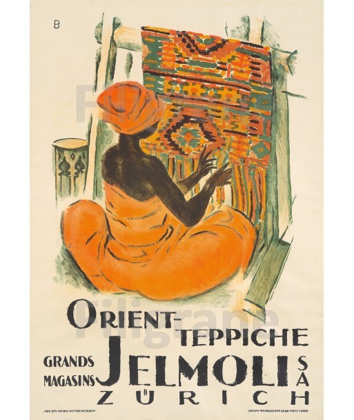 PUB ORIENT TEPPICHE JELMOLI Rkif-POSTER/REPRODUCTION  d1 AFFICHE VINTAGE de technologie