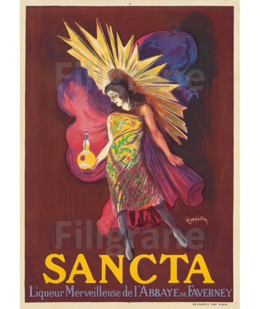 PUB SANCTA LIQUEUR FAVERNEY Rxnx-POSTER/REPRODUCTION  d1 AFFICHE VINTAGE brillant des détails fins