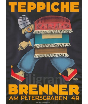 PUB TEPPICHE BRENNER Rbay-POSTER/REPRODUCTION  d1 AFFICHE VINTAGE rembourrage situé sous