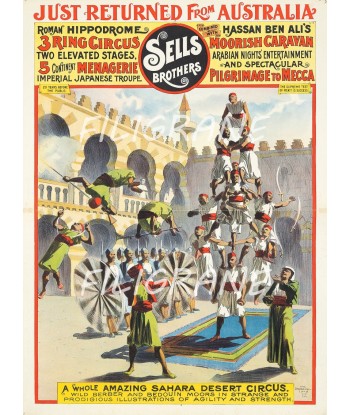 SELLS BROTHERS CIRCUS Rvfo-POSTER/REPRODUCTION  d1 AFFICHE VINTAGE soldes