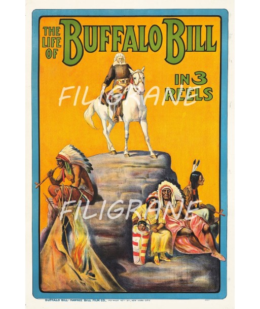 SPECTACLE BUFFALO BILL INDIENS Rzdm-POSTER/REPRODUCTION  d1 AFFICHE VINTAGE rembourrage situé sous