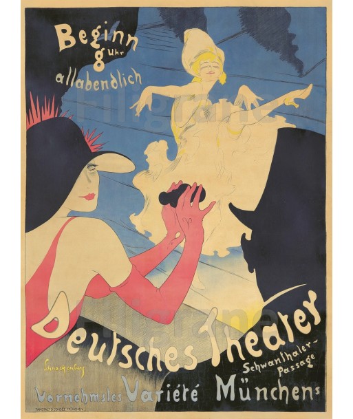 SPECTACLE DEUTSCHES THEATER Rshj-POSTER/REPRODUCTION  d1 AFFICHE VINTAGE de l' environnement