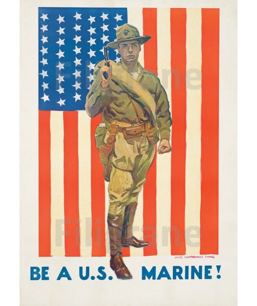 U.S MARINE ARMY Rkpe-POSTER/REPRODUCTION  d1 AFFICHE VINTAGE chez Cornerstreet bien 