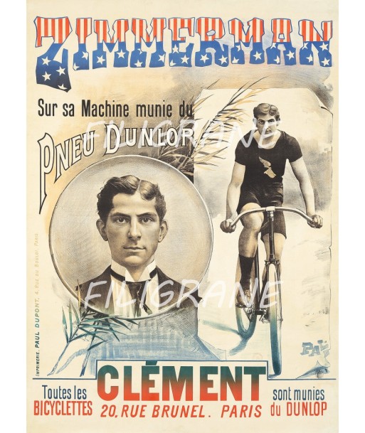 ZIMMERMAN CYCLISME Roaa-POSTER/REPRODUCTION  d1 AFFICHE VINTAGE l'évolution des habitudes 