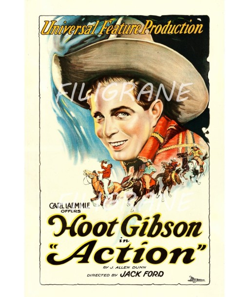 ACTION FILM HOOT GIBSON Rnyn-POSTER/REPRODUCTION d1 AFFICHE VINTAGE 2023