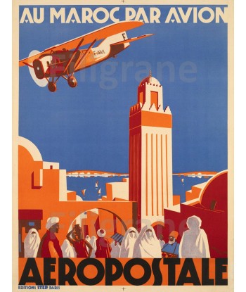 AIRLINES AéROPOSTALE MAROC Rwen-POSTER/REPRODUCTION d1 AFFICHE VINTAGE solde