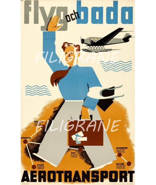 AIRLINES AéROTRANSPORT BADA Rsew-POSTER/REPRODUCTION d1 AFFICHE VINTAGE à prix réduit toute l'année