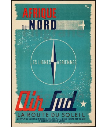 AIRLINES AIR SUD AFRIQUE DU NORD Rfqb-POSTER/REPRODUCTION d1 AFFICHE VINTAGE la livraison gratuite