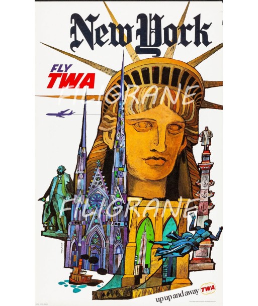 AIRLINES NEW YORK TWA Rumf-POSTER/REPRODUCTION d1 AFFICHE VINTAGE acheter en ligne