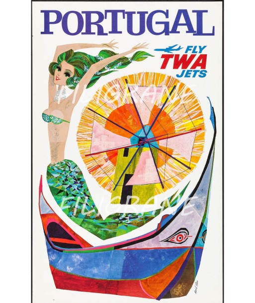 AIRLINES PORTUGAL TWA Rkpx-POSTER/REPRODUCTION d1 AFFICHE VINTAGE pas cher 