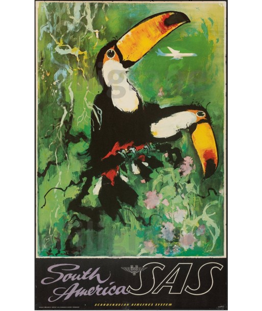 AIRLINES SOUTH AMERICAN SAS TOUCAN Rcaw-POSTER/REPRODUCTION d1 AFFICHE VINTAGE Les magasins à Paris