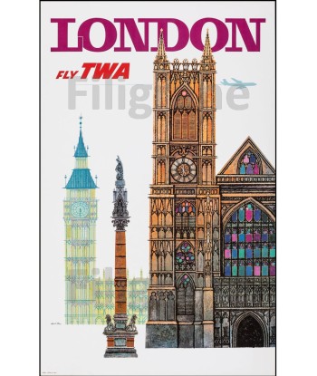 AIRLINES TWA LONDON Rqna-POSTER/REPRODUCTION d1 AFFICHE VINTAGE commande en ligne