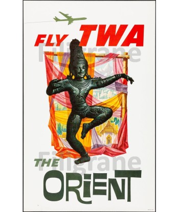 AIRLINES TWA THE ORIENT Rcqz-POSTER/REPRODUCTION d1 AFFICHE VINTAGE paiement sécurisé