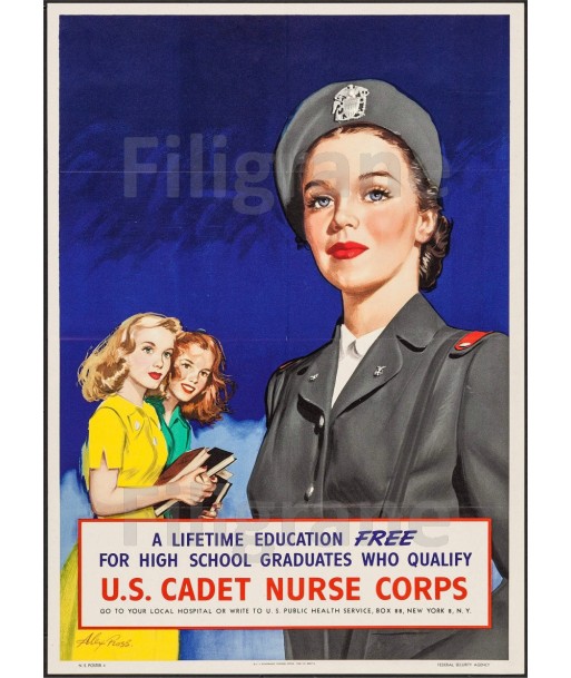 ARMY U.S CADET NURSE CORPS Rzbo-POSTER/REPRODUCTION d1 AFFICHE VINTAGE meilleur choix