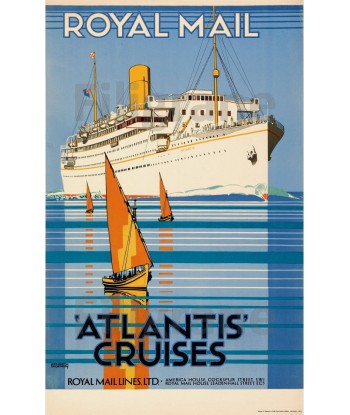 ATLANTIS CRUISES PAQUEBOT Rgxf-POSTER/REPRODUCTION d1 AFFICHE VINTAGE livraison gratuite