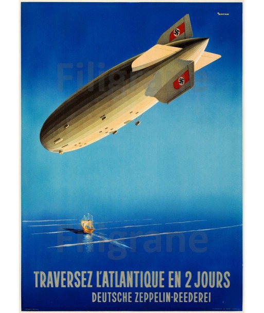 AVIATION DEUTSCHE ZEPPELIN Rcfk-POSTER/REPRODUCTION d1 AFFICHE VINTAGE En savoir plus