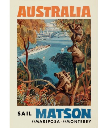 BATEAUX AUSTRALIA MATSON Rreo-POSTER/REPRODUCTION d1 AFFICHE VINTAGE destockage