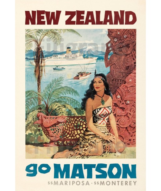 BATEAUX NEW ZEALAND MATSON Revk-POSTER/REPRODUCTION d1 AFFICHE VINTAGE votre restaurant rapide dans 