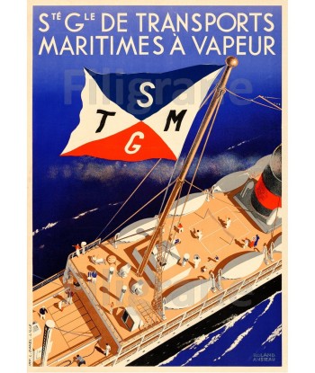 BATEAUX TRANSPORT MARITIME VAPEUR Rhra-POSTER/REPRODUCTION d1 AFFICHE VINTAGE En savoir plus