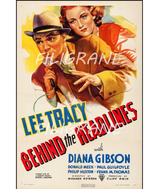 BEHIND the HEADLINES FILM Rftj-POSTER/REPRODUCTION d1 AFFICHE VINTAGE Fin de série