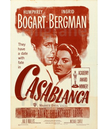 CASABLANCA FILM Raec-POSTER/REPRODUCTION d1 AFFICHE VINTAGE pour bénéficier 