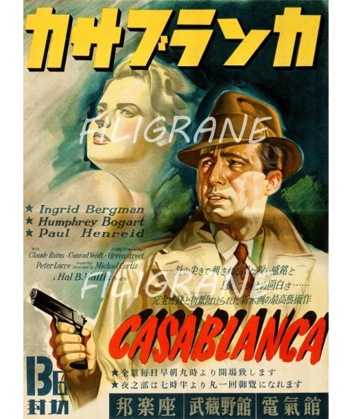 CASABLANCA FILM Rcir-POSTER/REPRODUCTION d1 AFFICHE VINTAGE Véritable concentré