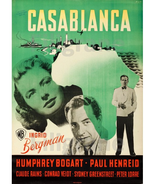 CASABLANCA FILM Rcki-POSTER/REPRODUCTION d1 AFFICHE VINTAGE Le MVP de beaucoup