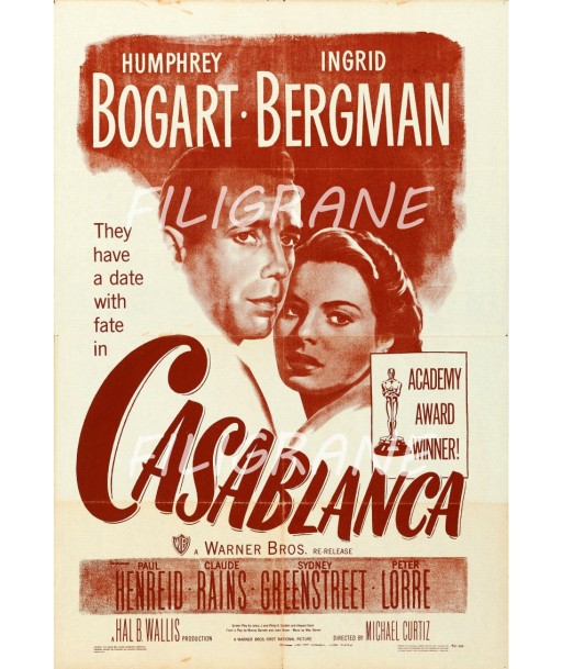 CASABLANCA FILM Rdnn-POSTER/REPRODUCTION d1 AFFICHE VINTAGE prix