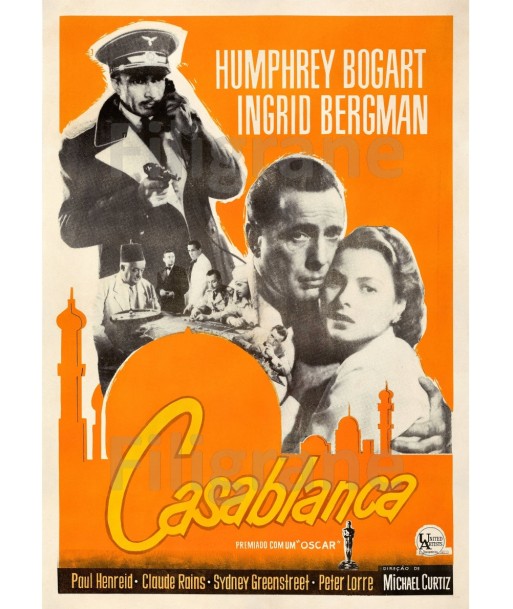 CASABLANCA FILM Rexe-POSTER/REPRODUCTION d1 AFFICHE VINTAGE rembourrage situé sous