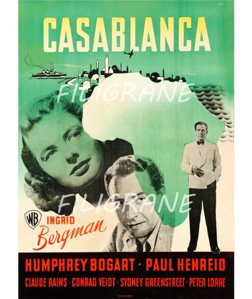 CASABLANCA FILM Rlzh-POSTER/REPRODUCTION d1 AFFICHE VINTAGE Les magasins à Paris et en Île-de-France