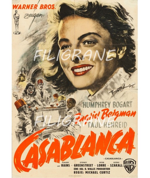 CASABLANCA FILM Rqor-POSTER/REPRODUCTION d1 AFFICHE VINTAGE Pour