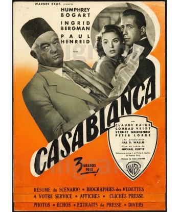 CASABLANCA FILM Rrsv-POSTER/REPRODUCTION d1 AFFICHE VINTAGE Venez acheter