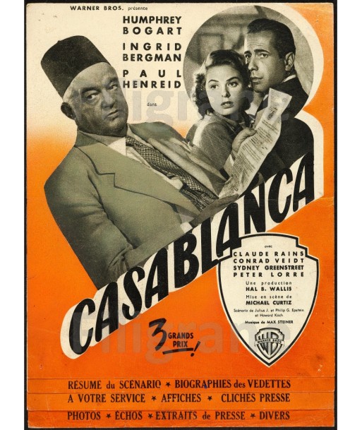 CASABLANCA FILM Rrsv-POSTER/REPRODUCTION d1 AFFICHE VINTAGE Venez acheter