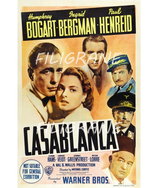 CASABLANCA FILM Rsty-POSTER/REPRODUCTION d1 AFFICHE VINTAGE une grave pollution 