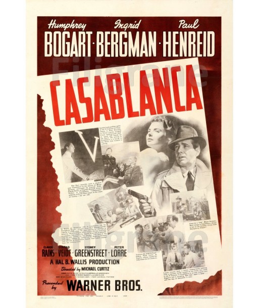 CASABLANCA FILM Rtyn-POSTER/REPRODUCTION d1 AFFICHE VINTAGE vente chaude votre 