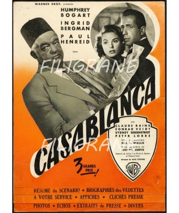 CASABLANCA FILM Ruyw-POSTER/REPRODUCTION d1 AFFICHE VINTAGE prix