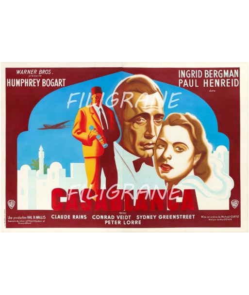 CASABLANCA FILM Rwaz-POSTER/REPRODUCTION d1 AFFICHE VINTAGE chez Cornerstreet bien 